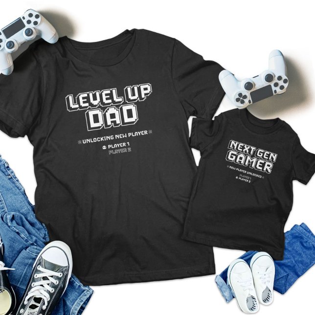 Level Up Gamer Dad Child Next Gen Player Matching Baby Bodysuit (Level Up Gamer Dad Child Next Gen Player Matching Toddler T-shirt)