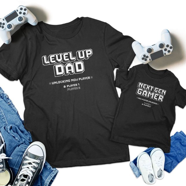 Level Up Gamer Dad Child Next Gen Player Matching T-Shirt (Level Up Gamer Dad Child Next Gen Player Matching Baby Bodysuit)
