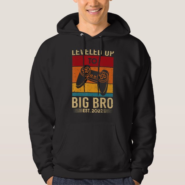 Level Up Gamer Gamer Newborn Big Brother Since 202 Hoodie (Front)