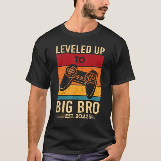 Level Up Gamer Gamer Newborn Big Brother Since 202 T-Shirt (Front)