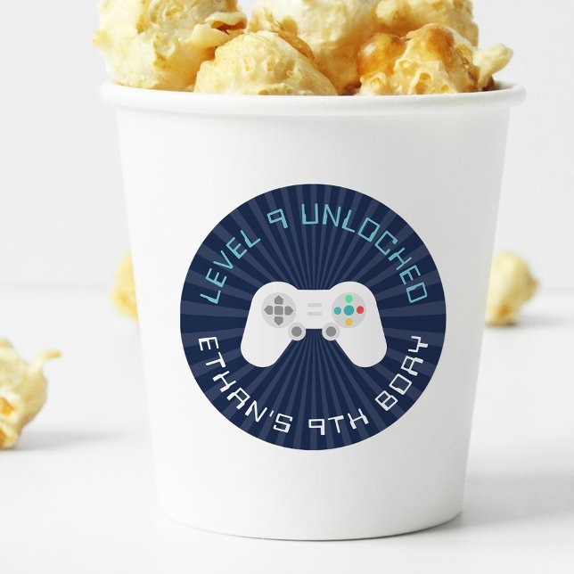 Level Up | Gamer Theme Personalised Birthday Classic Round Sticker (Creator Uploaded)