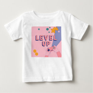 "Level Up" Gaming Illustration with Controller Baby T-Shirt