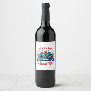 level up laughter wine label