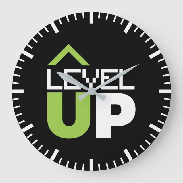 Level Up, Motivational Video Game, Gamer, Gaming Large Clock (Front)
