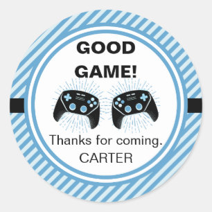 Level Up Personalised Gamer Party Birthday Classic Round Sticker