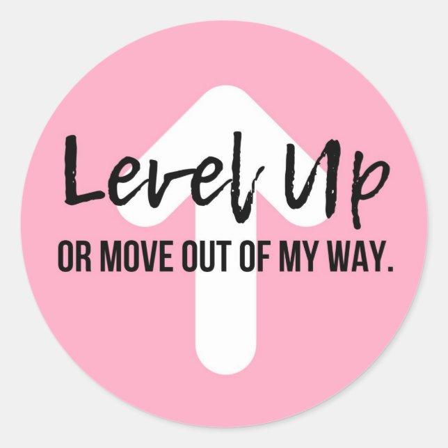 Level Up Pink Confidence Motivational Sticker (Front)