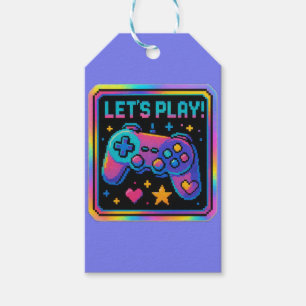LEVEL UP Pixel Art Gamer Badge Gift Tags