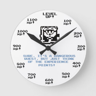 "Level up!" retro gaming RPG clock