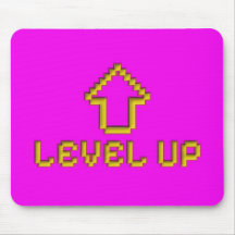 Level Up Retro Pixel Art Mousepad Electric Pink