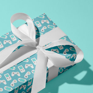 Level Up   Retro Video Game Pattern Wrapping Paper
