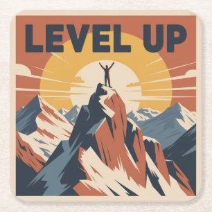 Level Up Square Paper Coaster