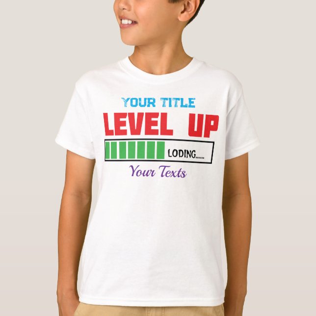 Level Up text with green loading progress T-Shirt (Front)