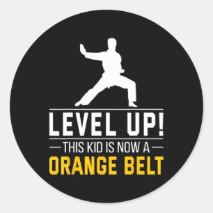 Level Up! This Kid Is Now A Orange Belt Karate Awa Classic Round Sticker