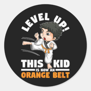 Level Up This Kid Is Now An Orange Belt Karate Mar Classic Round Sticker