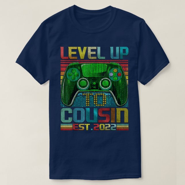 Level Up To Cousin Crew 2022 Pregnancy Baby Announ T-Shirt (Design Front)