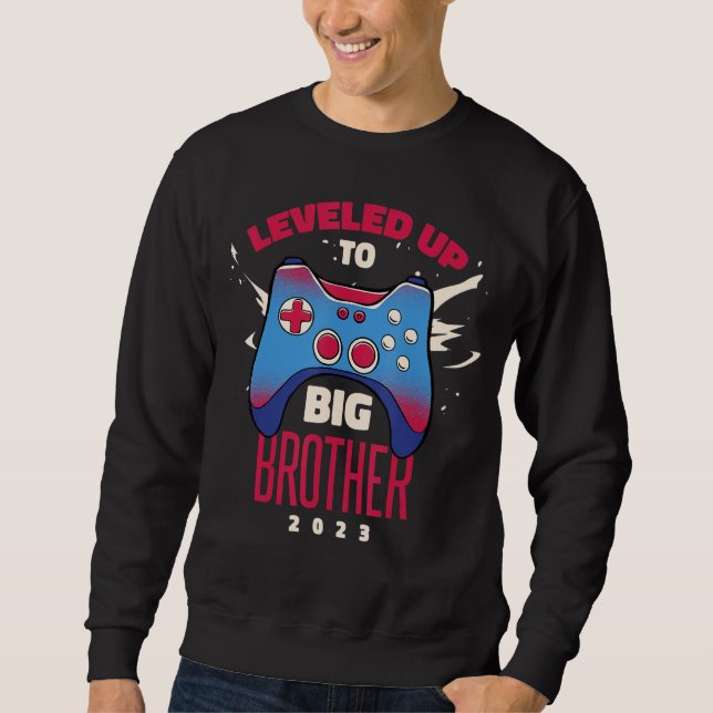 Level Up to New Big Brother Announcement for Boys  Sweatshirt (Front)