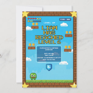 Level Up Video Game Birthday Party Invitation