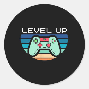 Level Up Video Game Controller  Classic Round Sticker