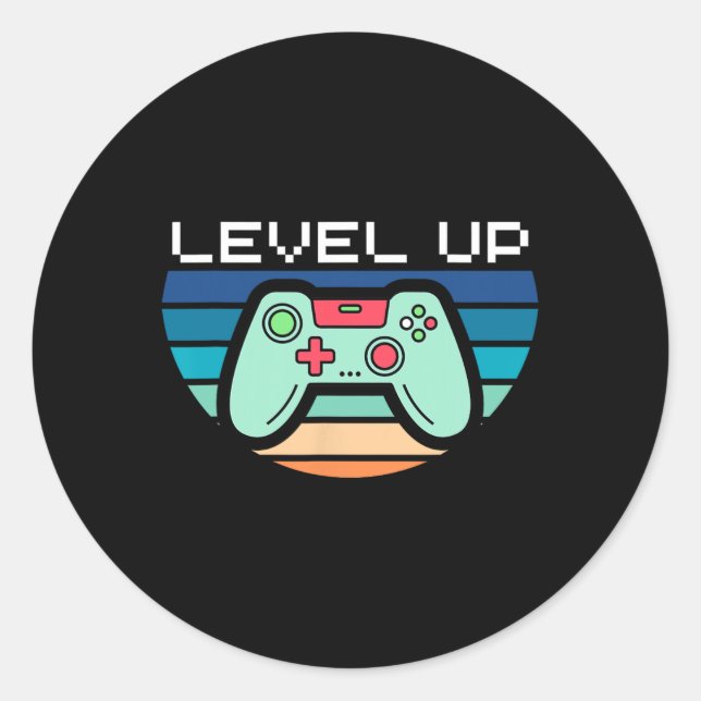 Level Up Video Game Controller  Classic Round Sticker (Front)