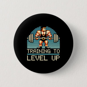 Level Up Video Game Gamer Gym Workout Gaming Fitne 6 Cm Round Badge