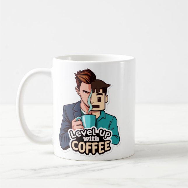 Level Up with Coffee (man) Mug (Left)