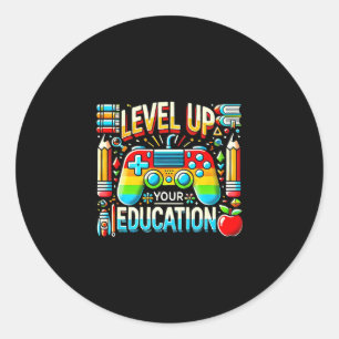 Level Up Your Education Gaming Inspired Teacher Ga Classic Round Sticker