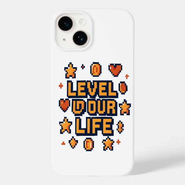"Level Up Your Life" – Pixel Art Motivational Desi Case-Mate iPhone Case (Back)