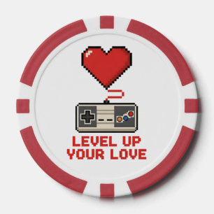 Level Up Your Love, Retro Pixel Gaming Design Poker Chips