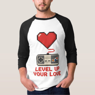 Level Up Your Love, Retro Pixel Gaming Design T-Shirt
