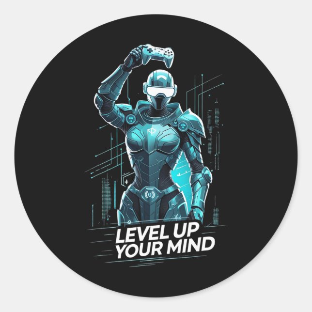 Level Up Your Mind Ai Gamer  Classic Round Sticker (Front)