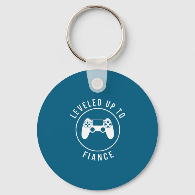 Leveled Up Fiance Men Husband Key Ring (Front)