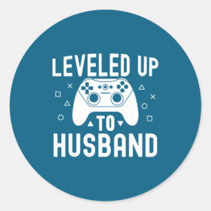 Leveled Up Husband Fiance Boyfriend Classic Round Sticker