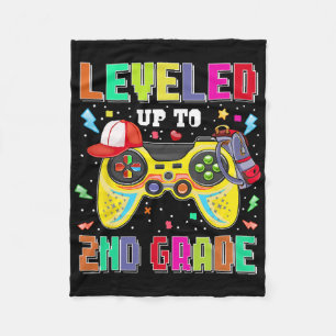 Leveled Up To 2nd Grade Gamer First Day Boys Ck To Fleece Blanket