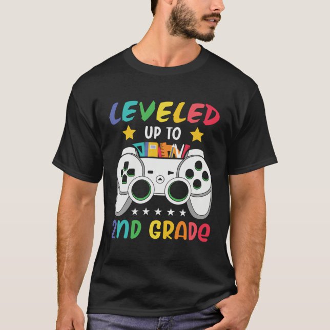 Leveled Up To 2nd Grade  Gaming 1st Grade Graduati T-Shirt (Front)