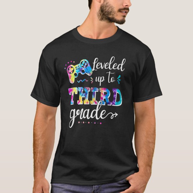 Leveled Up To 3rd Video Game Tie Dye Back To T-Shirt (Front)