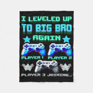 Leveled Up To Big Bro Again – Funny Gamer Brother  Fleece Blanket