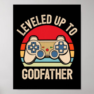 Leveled Up To Godfather Video Gamer Retro Poster