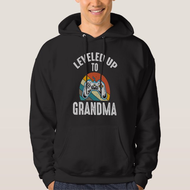 Leveled Up to Grandma Baby Reveal Promoted to Gran Hoodie (Front)