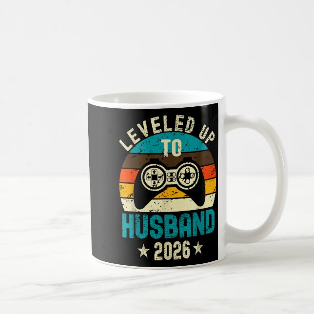 Leveled Up To Husband 2026 Newlywed Groom Just Mar Coffee Mug (Right)