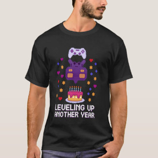 Leveling Up Another Year Gaming Cake Design T-Shirt