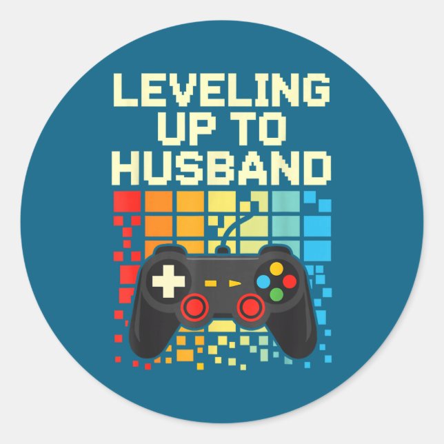 Leveling Up Husband Funny Video Classic Round Sticker (Front)