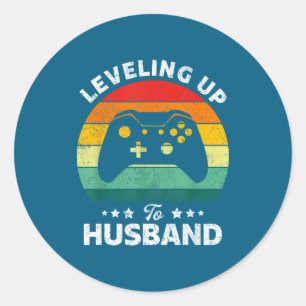 Leveling Up Husband Gift Engagement Classic Round Sticker