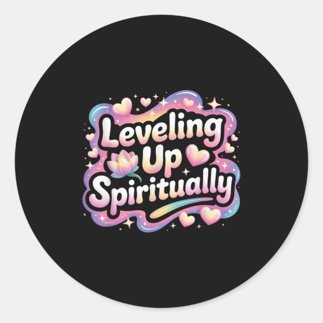 Leveling Up Sritually Mindfulness Meditation  Classic Round Sticker (Front)