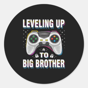 Leveling Up To Big Brother 2025 Funny Gamer Boys K Classic Round Sticker
