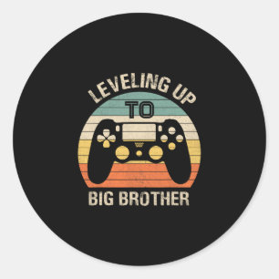 Leveling Up To Big Brother 2025 Funny Gamer Vintag Classic Round Sticker