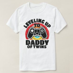 Leveling Up To Daddy Of Twins Gaming Gamer Dad T-Shirt