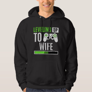 Leveling Up To Wife Gaming Engagement Bride Announ Hoodie