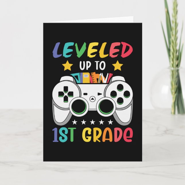 Levelled Up To 1st Grade Back to School Video Game Card (Front)