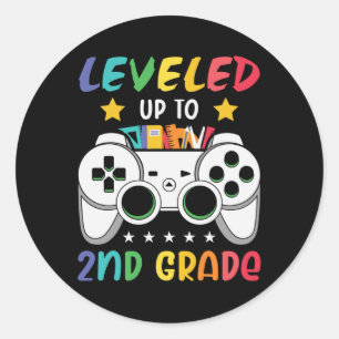 Levelled Up To 2nd Grade Back to School Video Game Classic Round Sticker