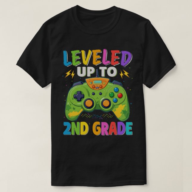 Levelled Up To 2nd Grade Gamer Back To School Boys T-Shirt (Design Front)